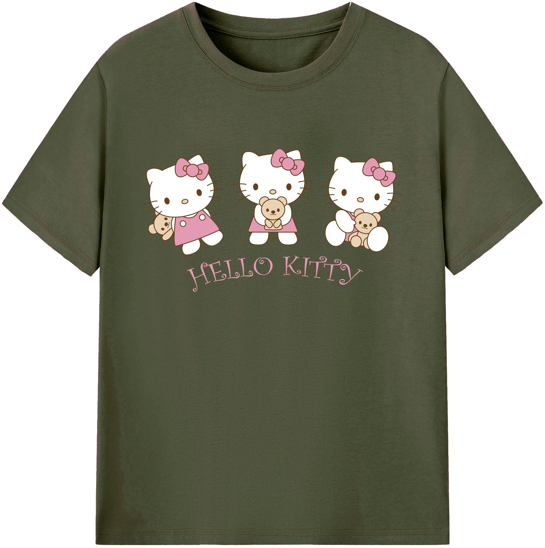 （画像用） Hello Kitty ハローキティ 綿100％ メンズ半袖Tシャツ｜肌触りやわらか＆通気性